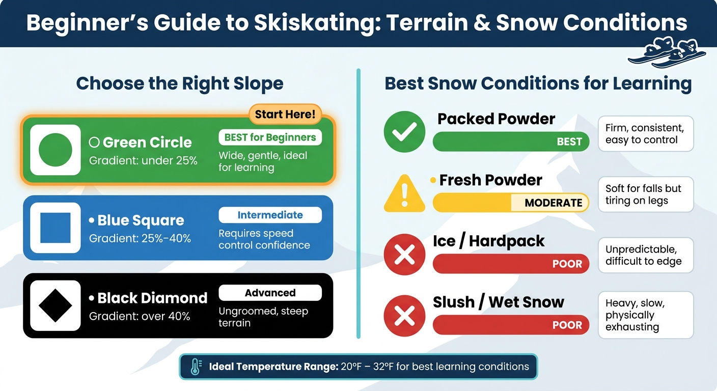 Skiskating Snow Conditions & Slope Guide for Beginners