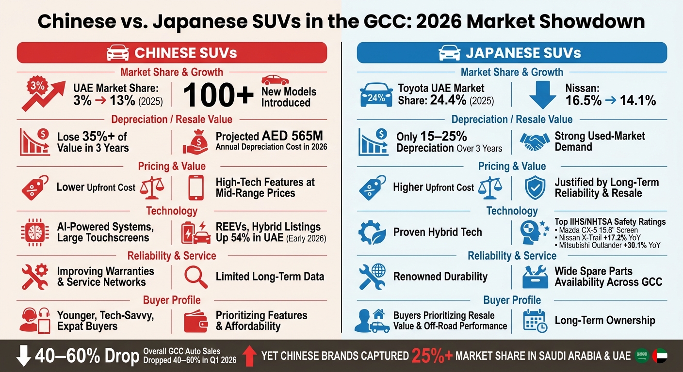 Chinese vs Japanese SUVs in the GCC: Key Stats & Comparison 2026