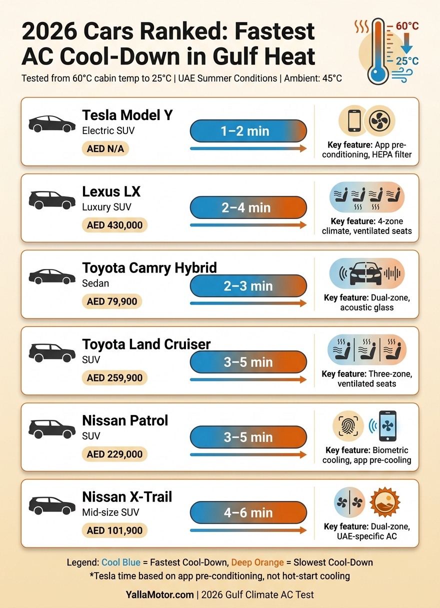 2026 Car AC Cool-Down Speed Comparison for Gulf Heat