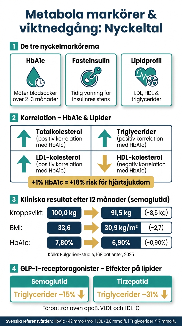 Metabola markörer & viktnedgång: Nyckeltal för HbA1c, insulin och lipider