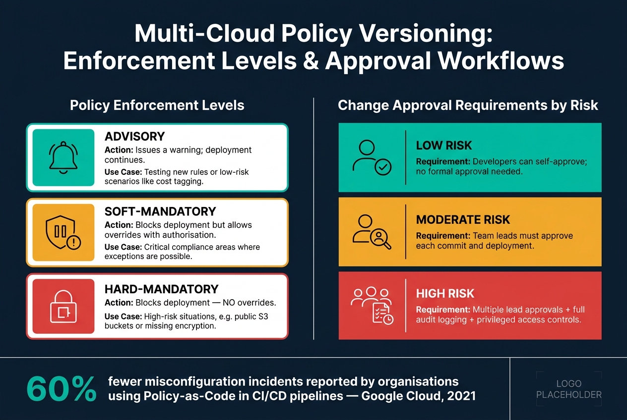 Multi-Cloud Policy Versioning: Enforcement Levels &amp; Approval Workflows