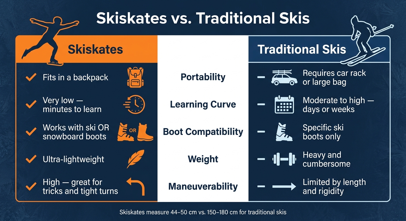 Skiskates vs. Traditional Skis: Full Feature Comparison