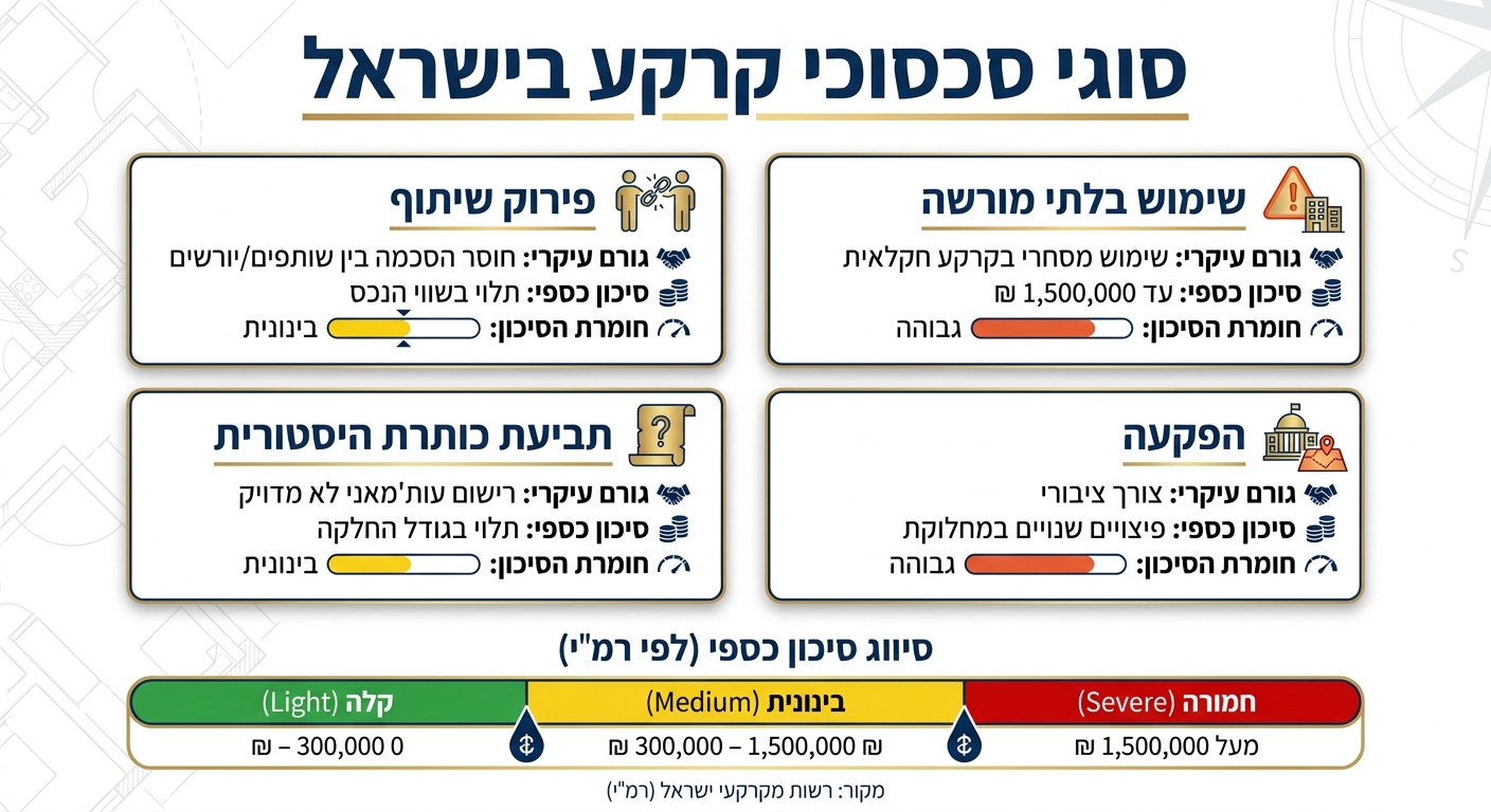 סוגי סכסוכי קרקע בישראל: גורמים וחשיפה כספית