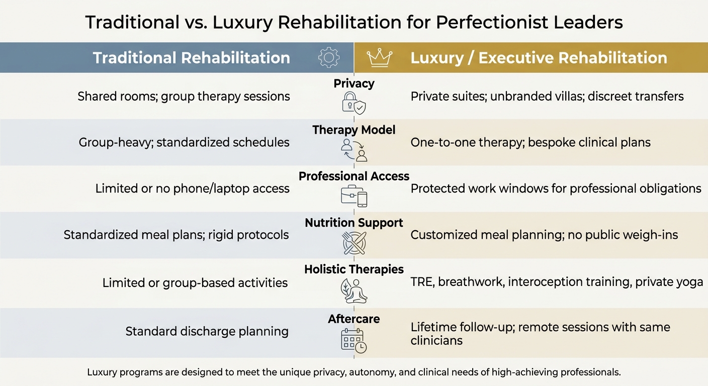 Traditional vs. Luxury Rehabilitation for Perfectionist Leaders