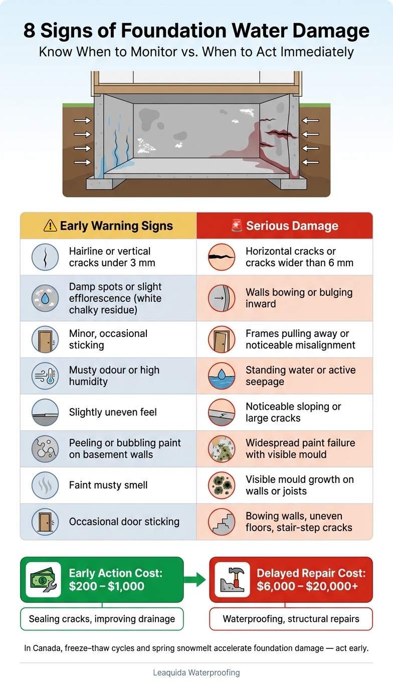 8 Signs of Foundation Water Damage: Early Warning vs. Serious Damage