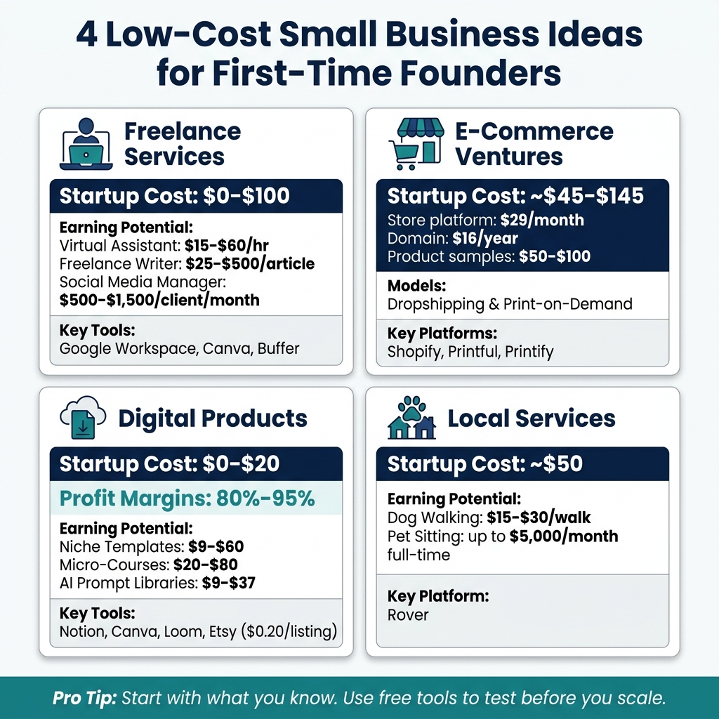 4 Low-Cost Small Business Ideas: Startup Costs & Earning Potential