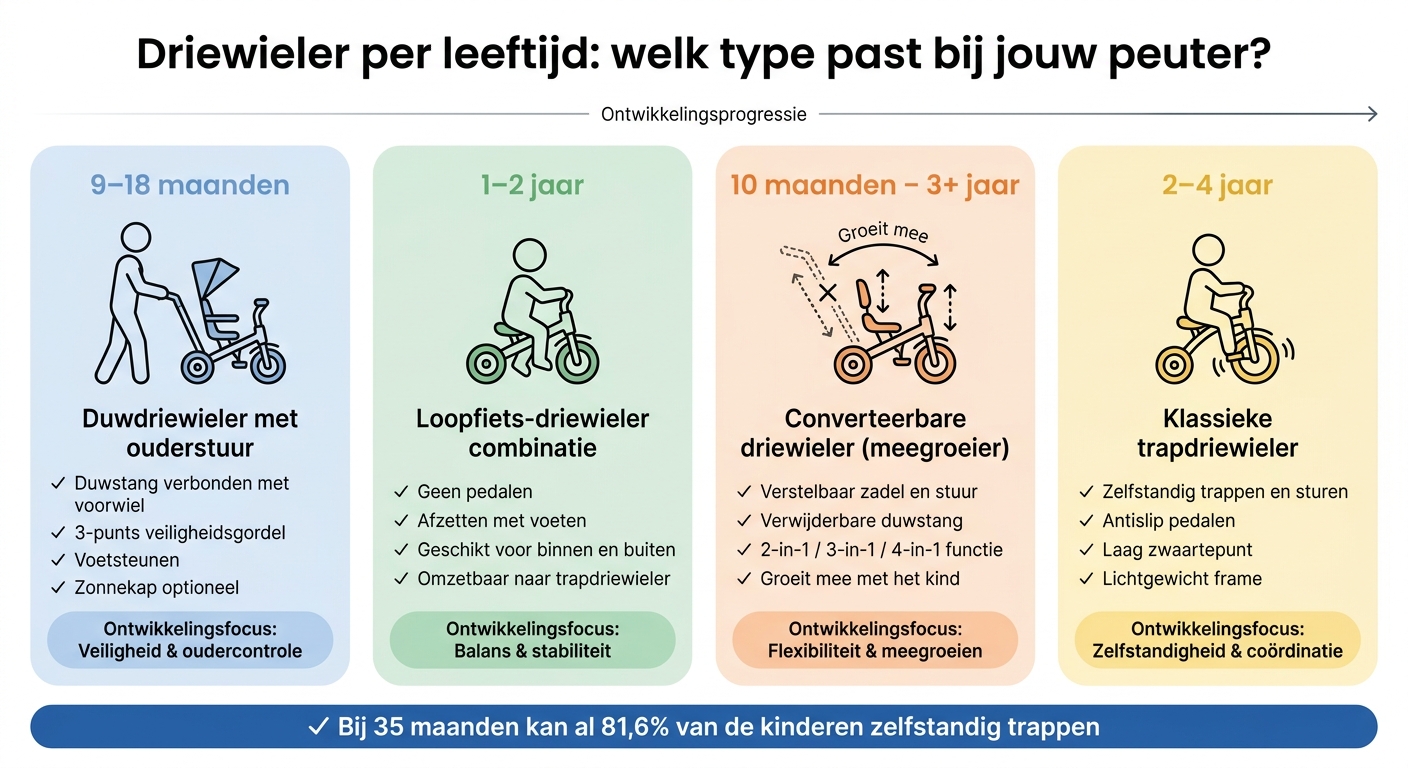 Driewieler per leeftijd: welk type past bij jouw peuter?