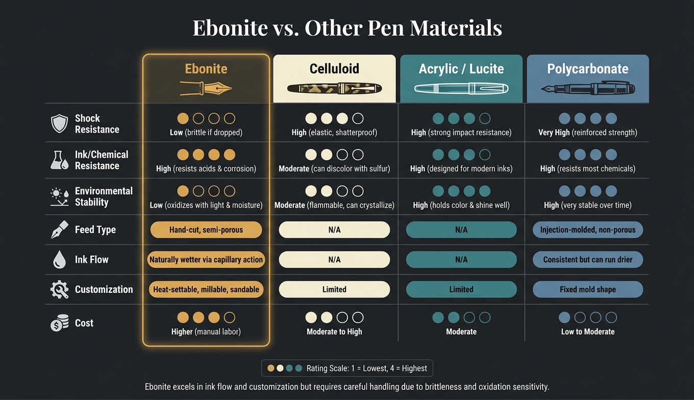 Ebonite vs. Other Pen Materials: A Full Comparison