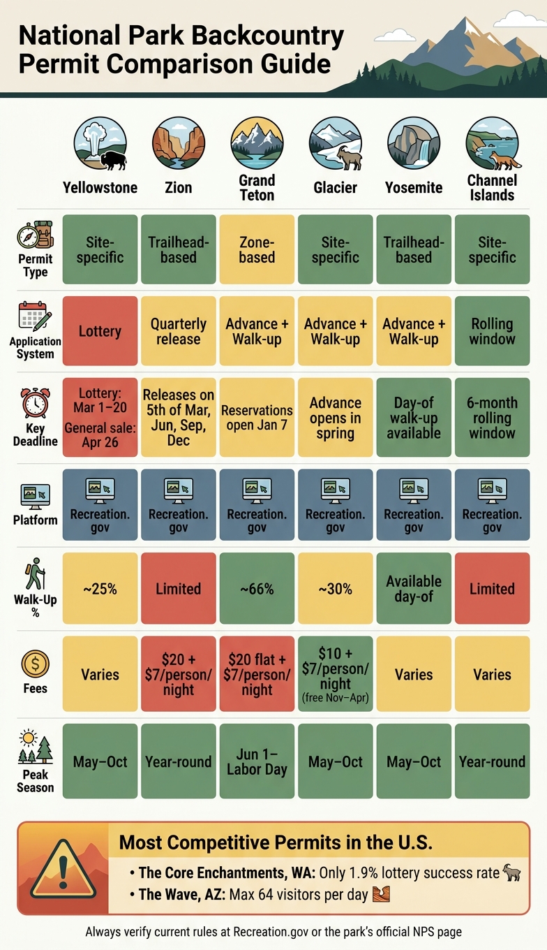 National Park Backcountry Permit Comparison Guide