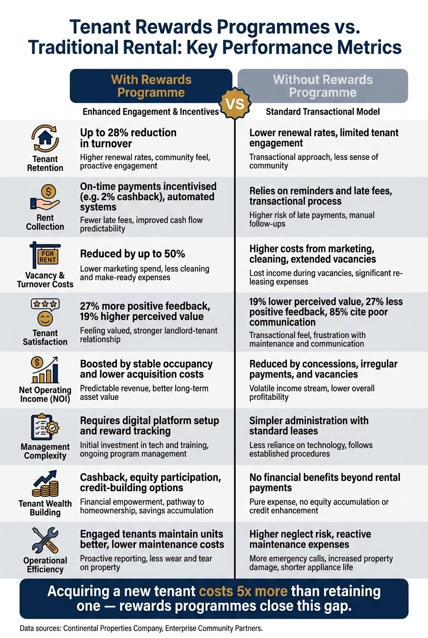 Tenant Rewards vs. No Rewards: Property Performance Metrics Compared