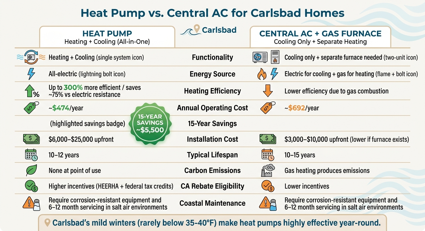 Heat Pump vs. Central AC: Full Cost & Performance Comparison for Carlsbad Homes