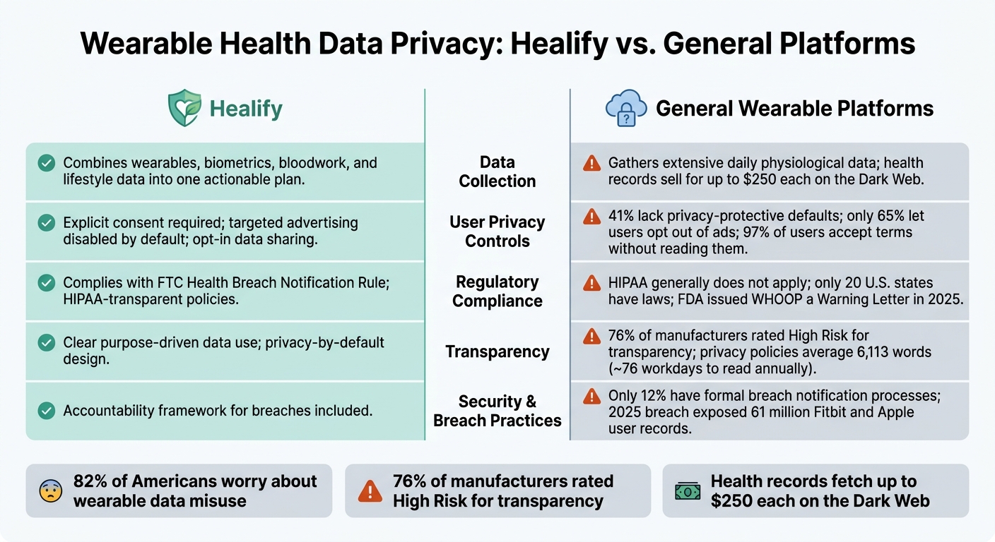 Wearable Health Data Privacy: Healify vs. General Platforms