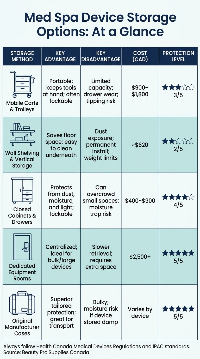 Med Spa Device Storage Options: Cost, Protection & Compliance at a Glance