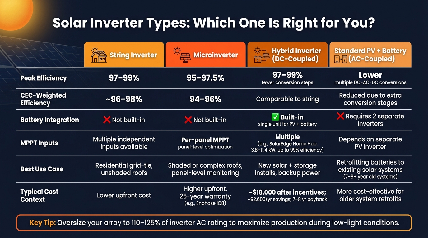 Solar Inverter Types Compared: Efficiency, Features & Best Use Cases