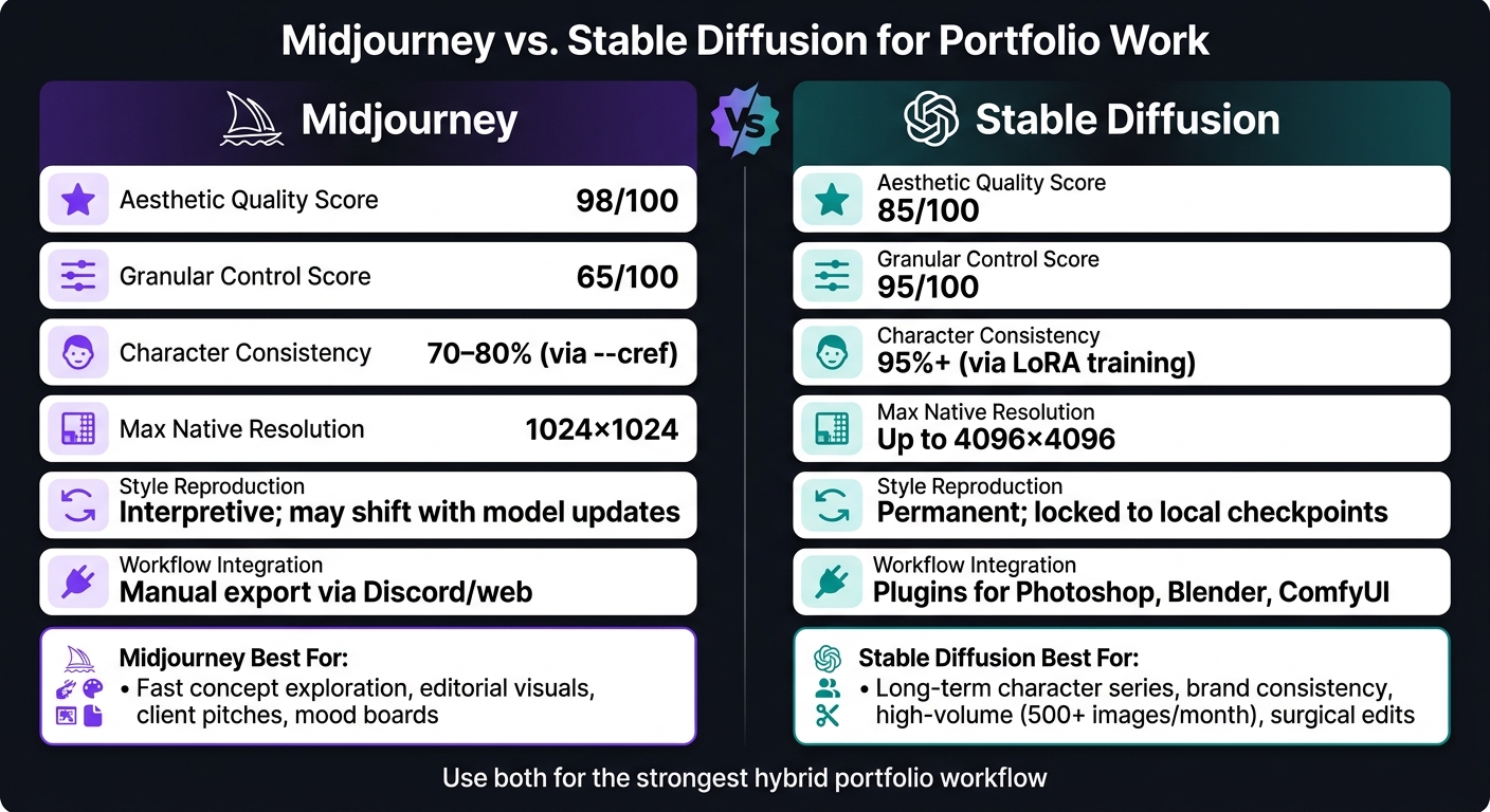 Midjourney vs Stable Diffusion: Portfolio Performance Comparison