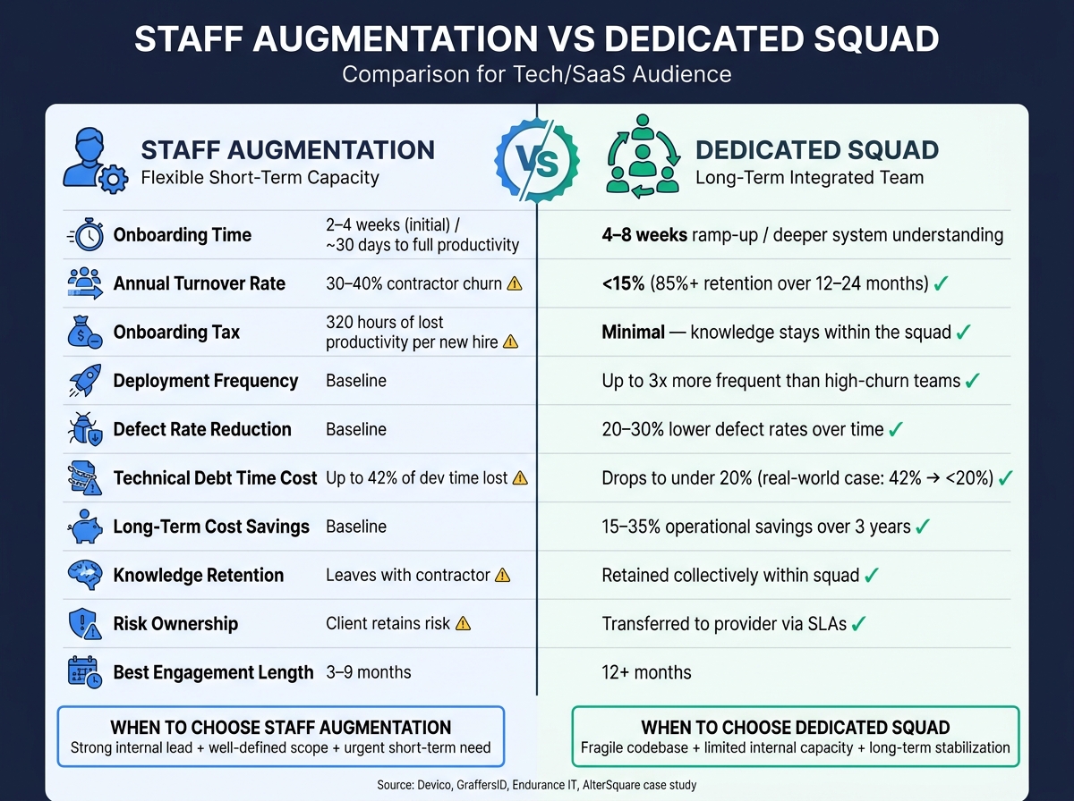 Staff Augmentation vs Dedicated Squad: Risk & Performance Comparison