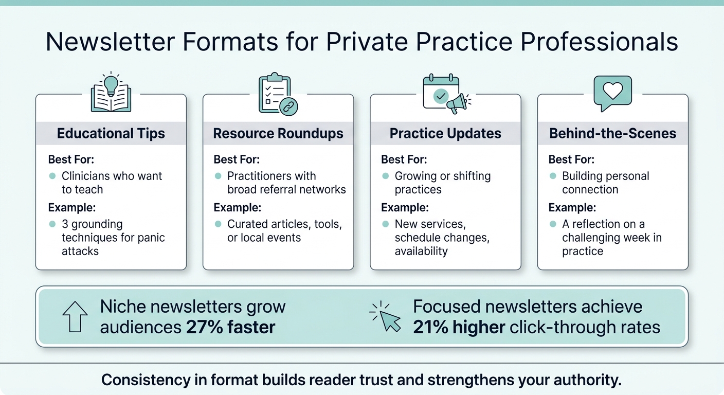 Newsletter Formats for Private Practice: Which One Fits Your Goals?