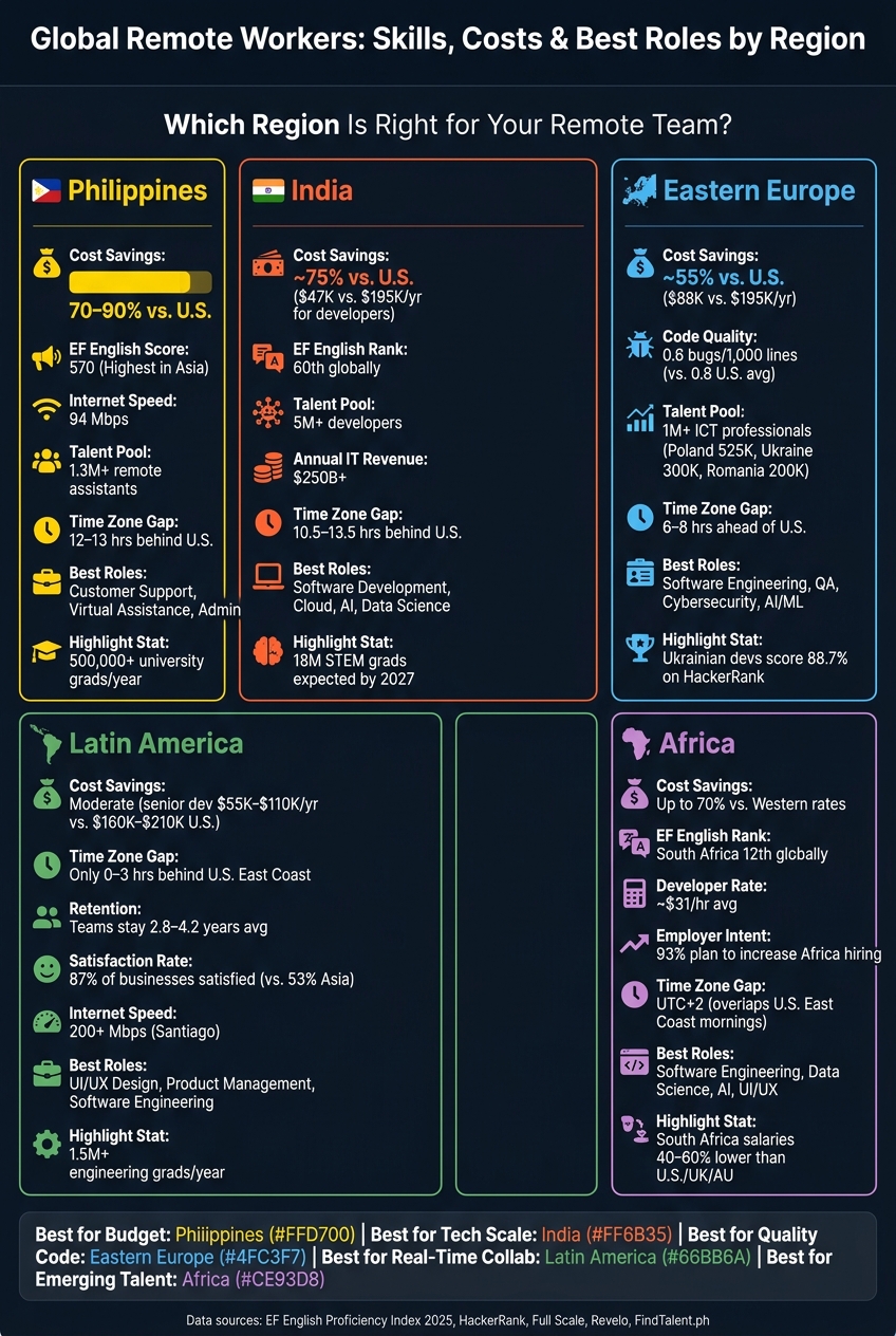 Global Remote Workers Compared: Skills, Costs & Best Roles by Region