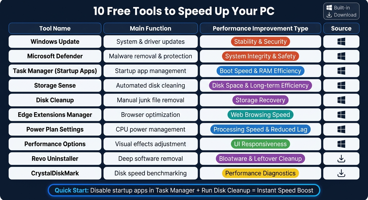 10 Best Free Apps to Speed Up Your PC: Quick Comparison