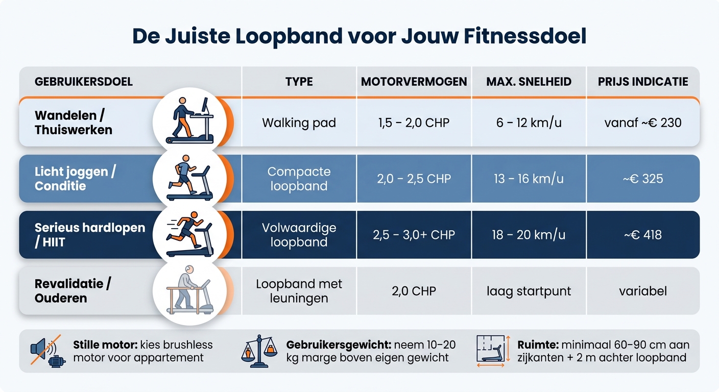 Loopband Kiezen: Vergelijking per Fitnessdoel