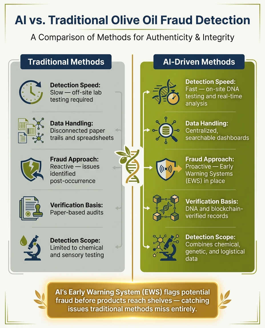 AI vs. Traditional Olive Oil Fraud Detection: Key Differences