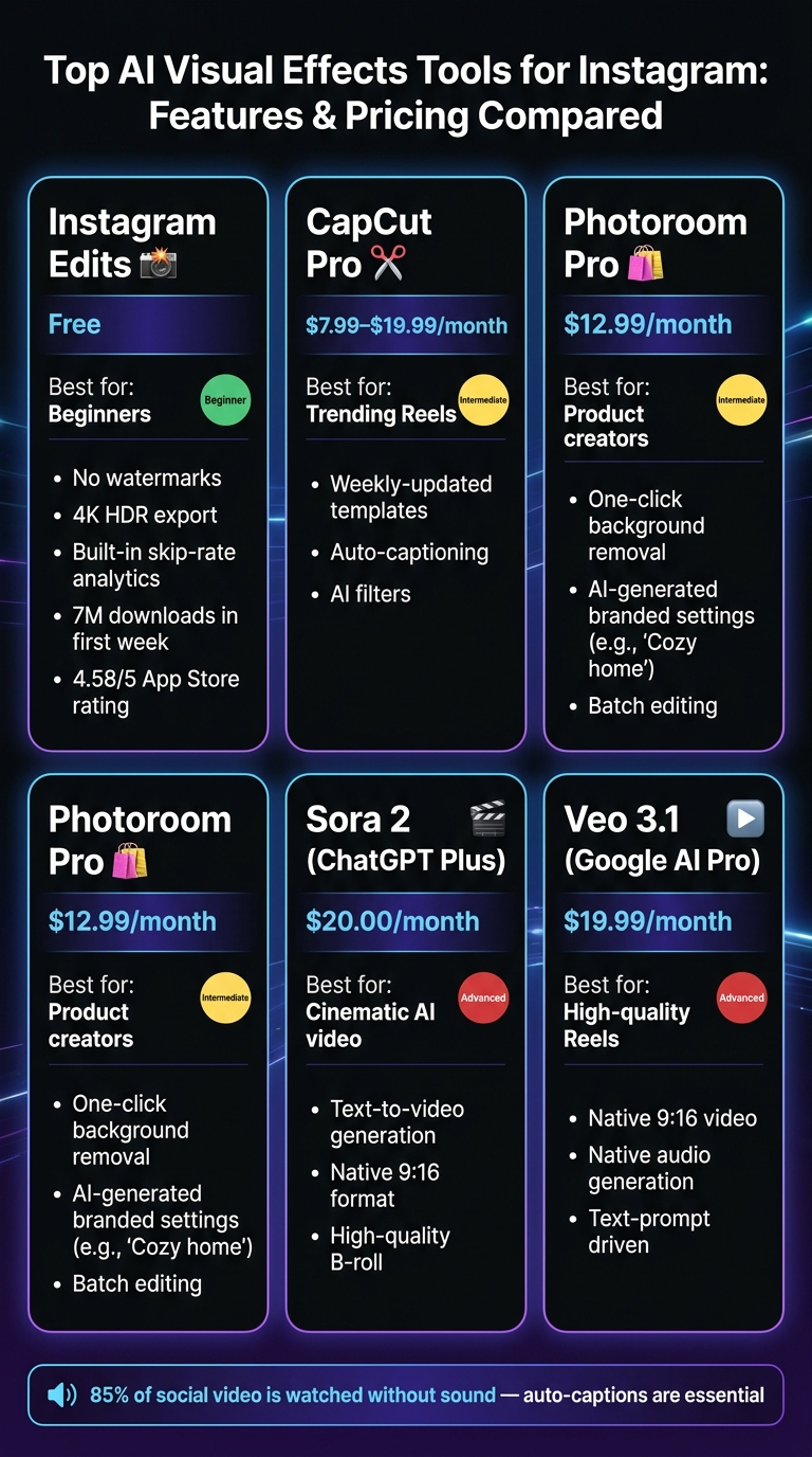 Top AI Visual Effects Tools for Instagram: Features & Pricing Compared