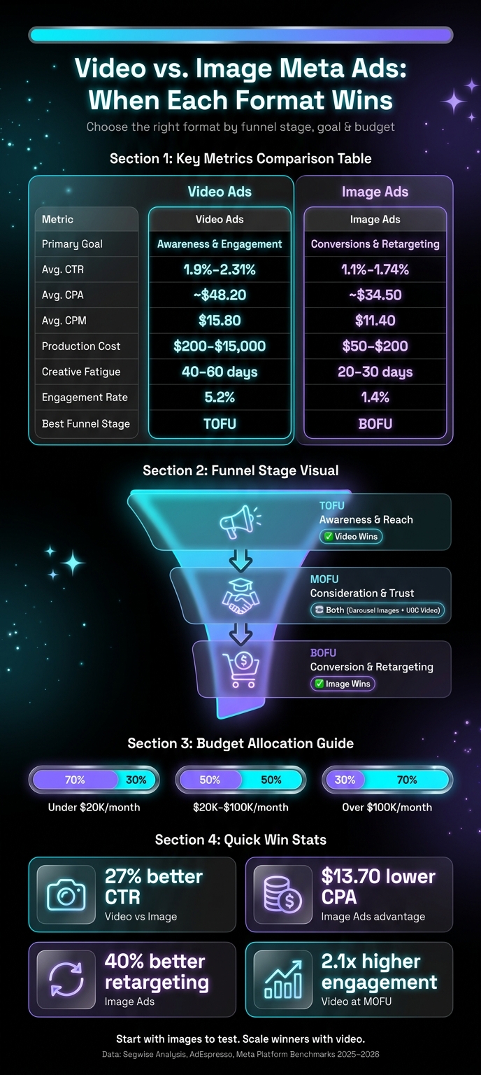 Video vs Image Meta Ads: Performance & Funnel Stage Comparison