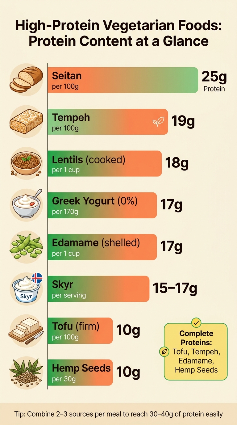 High-Protein Vegetarian Foods: Protein Content at a Glance