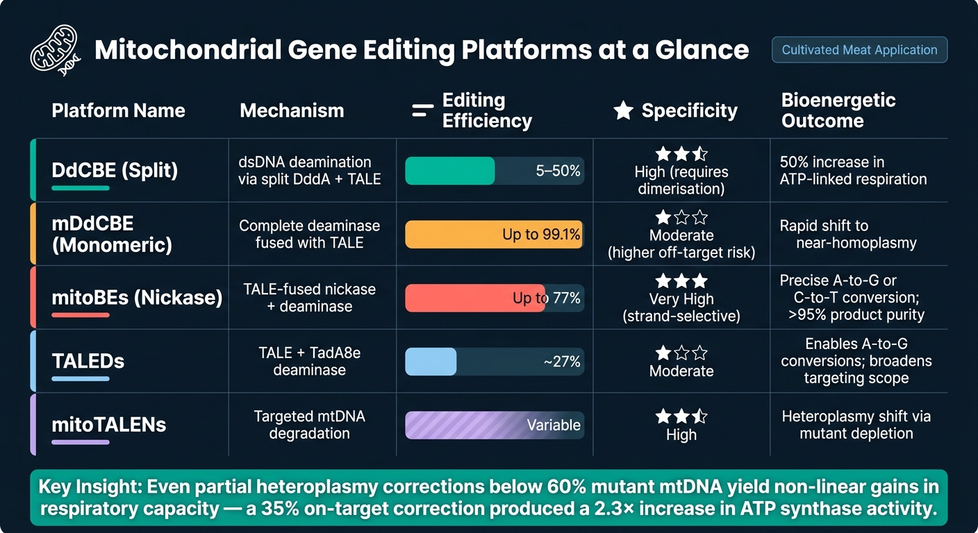 Mitochondrial Gene Editing Platforms: Efficiency, Specificity & Bioenergetic Outcomes