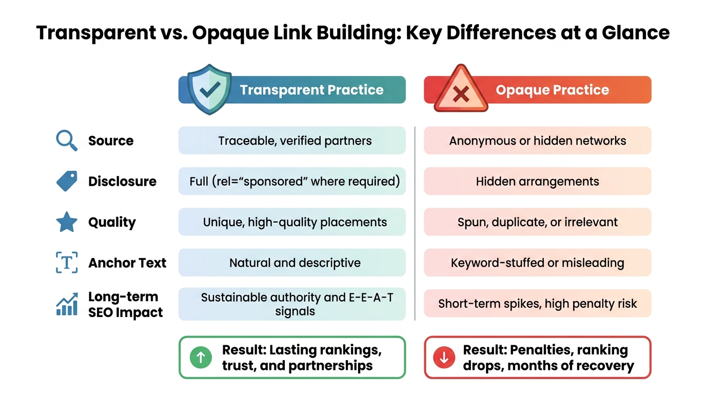 Transparent vs. Opaque Link Building: Key Differences at a Glance