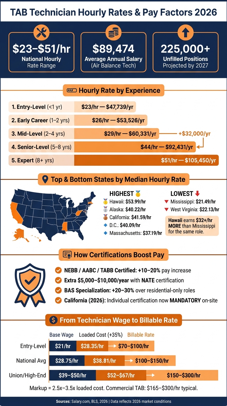 TAB Technician Hourly Rates & Pay Factors 2026