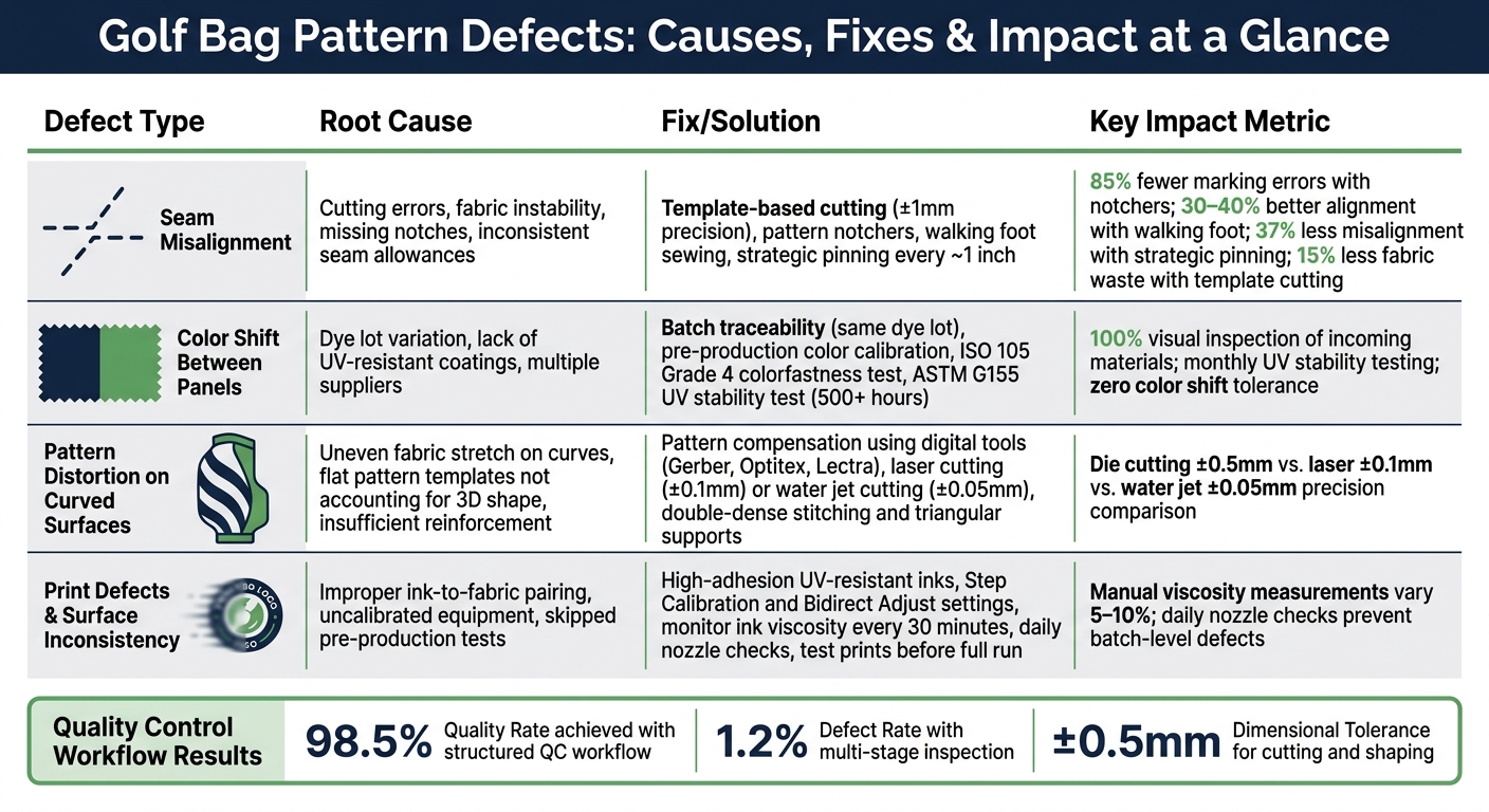 Golf Bag Pattern Defects: Causes, Fixes & Impact at a Glance