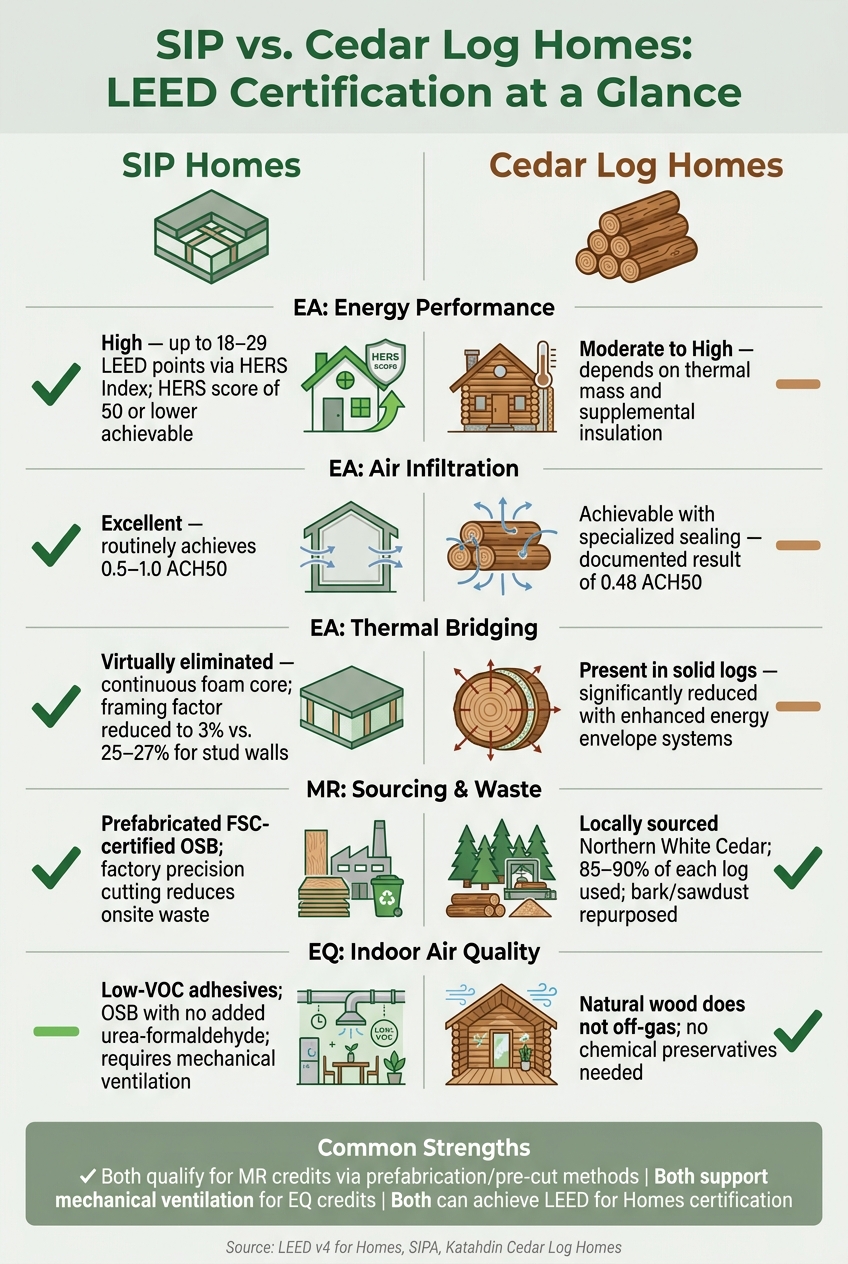 SIP vs. Cedar Log Homes: LEED Certification Comparison