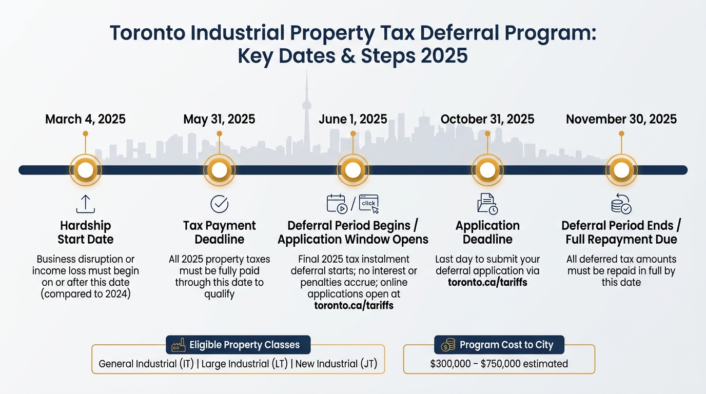 Toronto Industrial Property Tax Deferral Program: Key Dates & Steps 2025