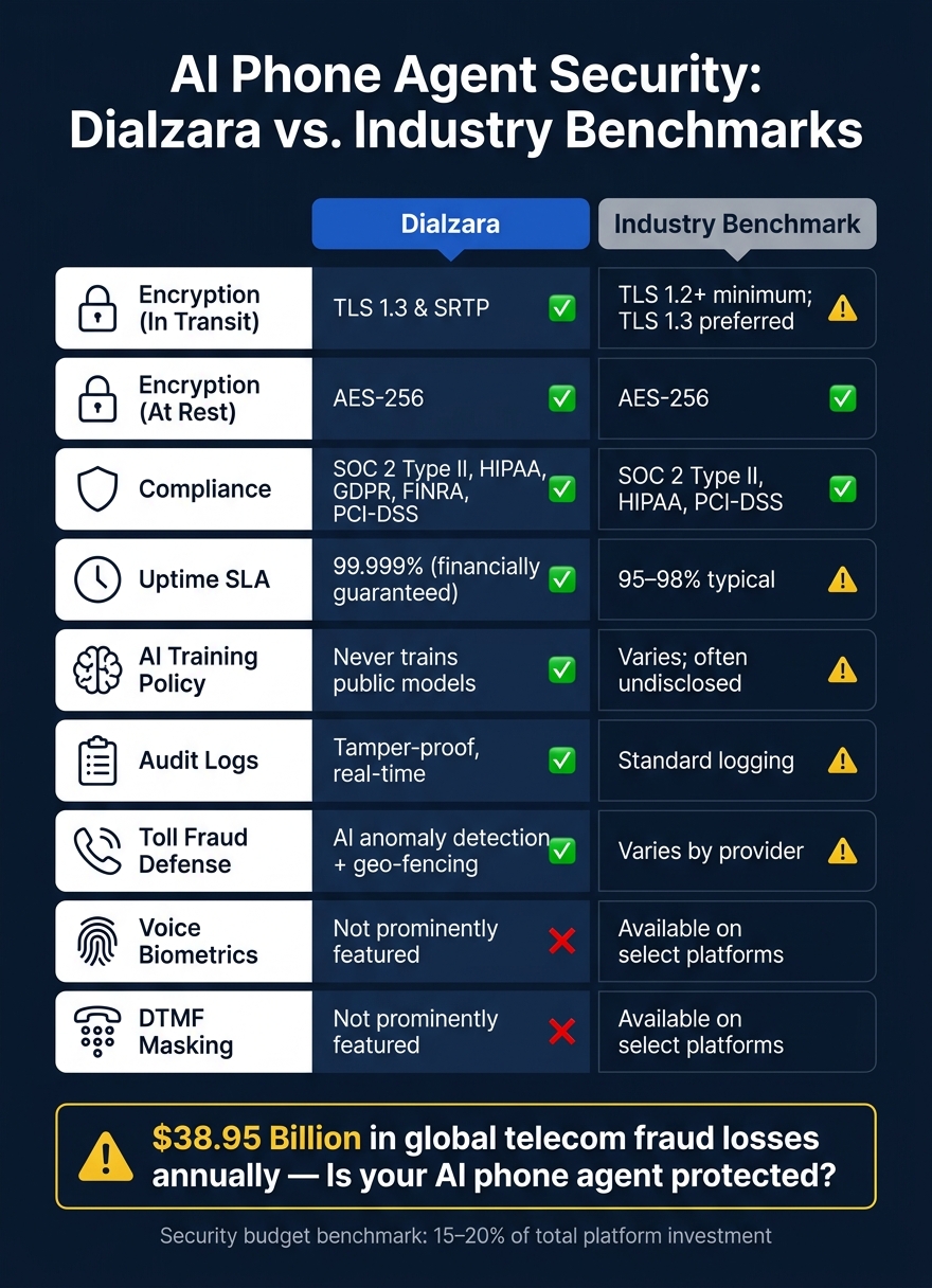 AI Phone Agent Security: Dialzara vs. Industry Benchmarks