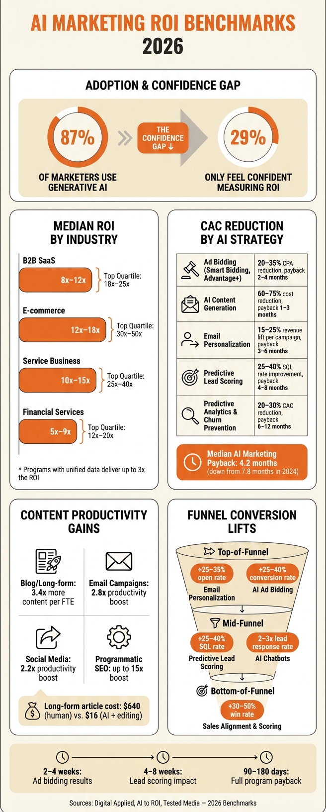 AI Marketing ROI Benchmarks 2026: Key Stats at a Glance