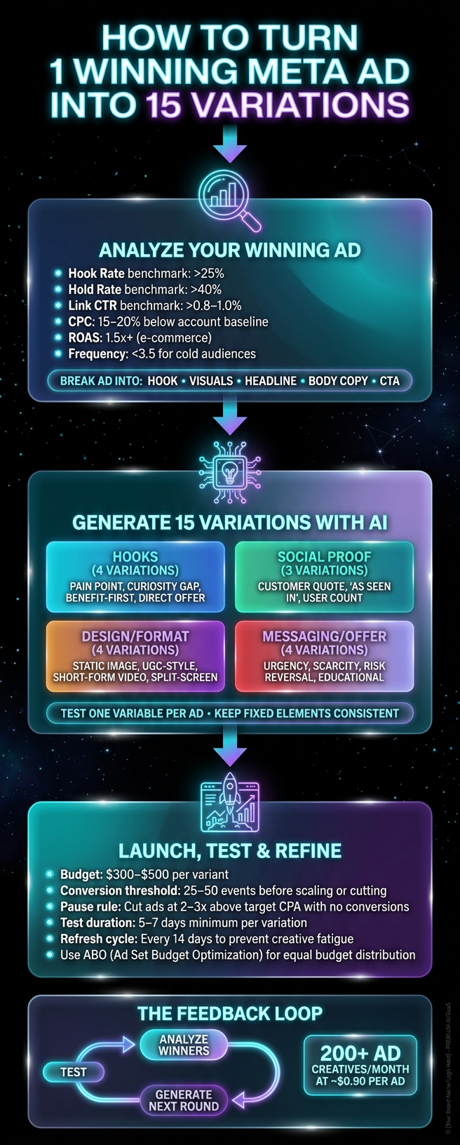 How to Turn 1 Winning Meta Ad Into 15 Variations: A 3-Step System
