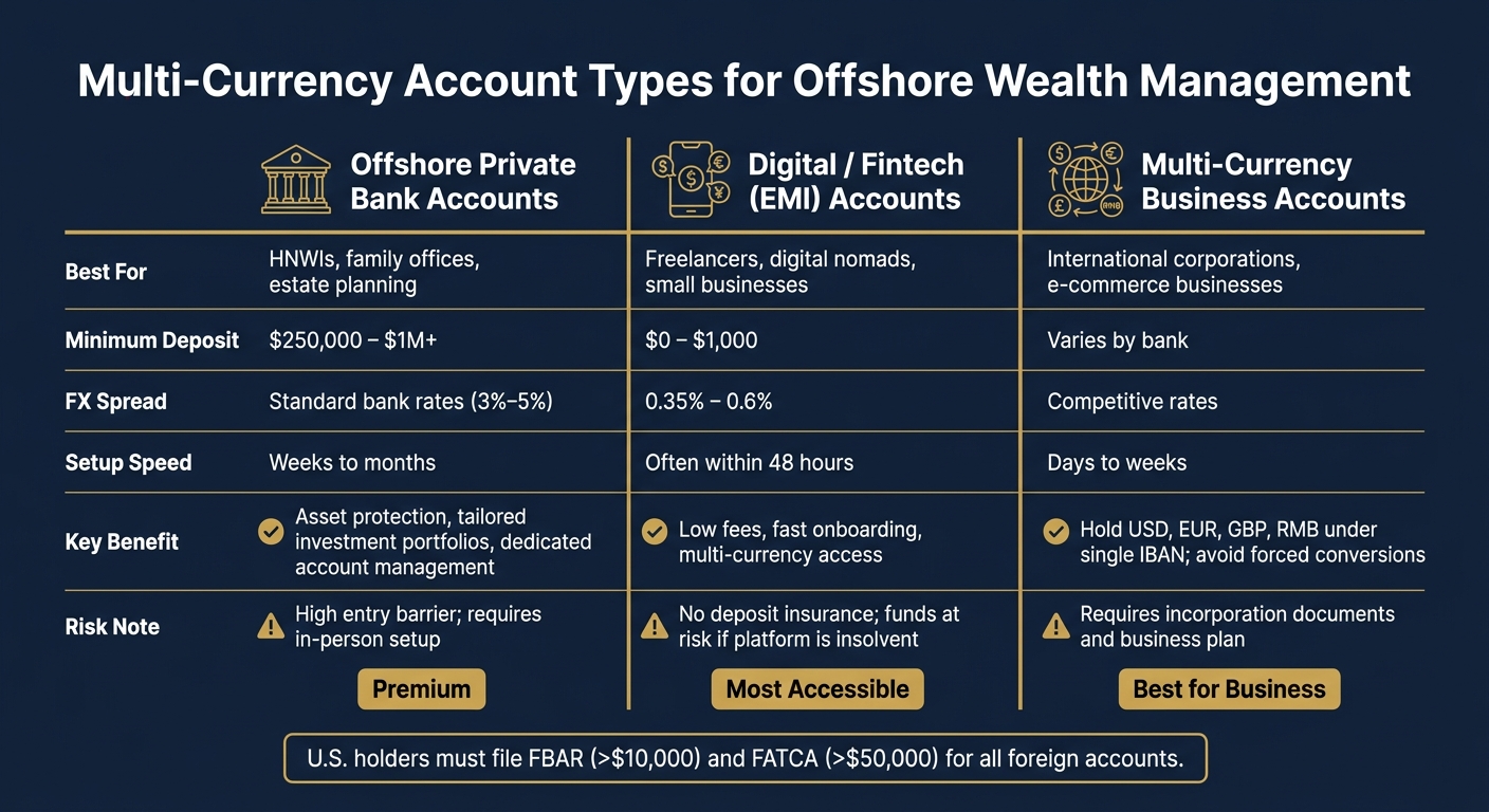 Multi-Currency Account Types: Offshore Wealth Comparison Guide