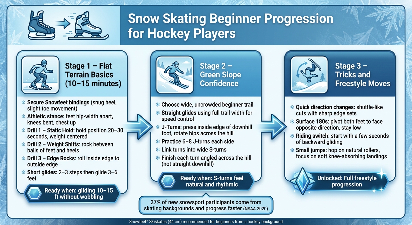 Snow Skating Beginner Progression for Hockey Players