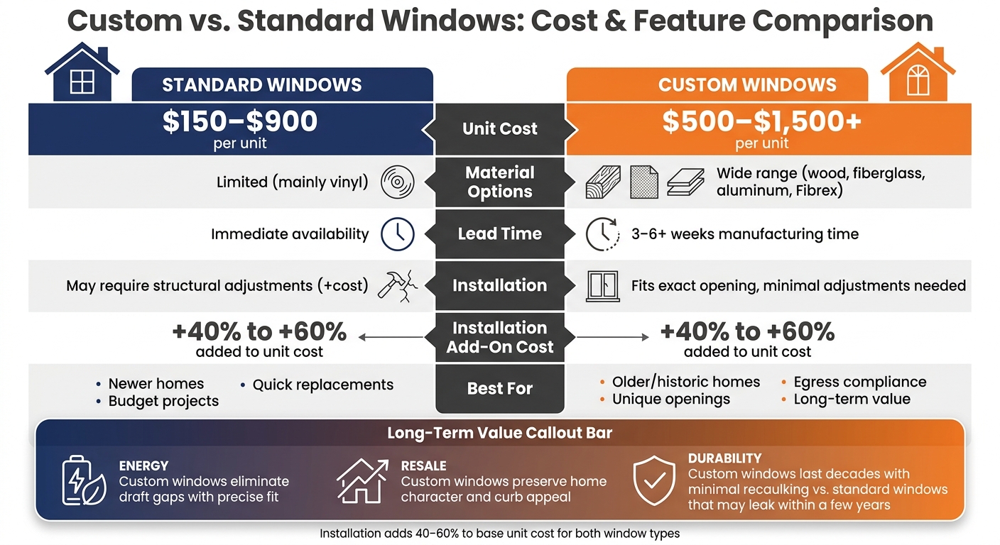 Custom vs. Standard Windows: Cost & Feature Comparison