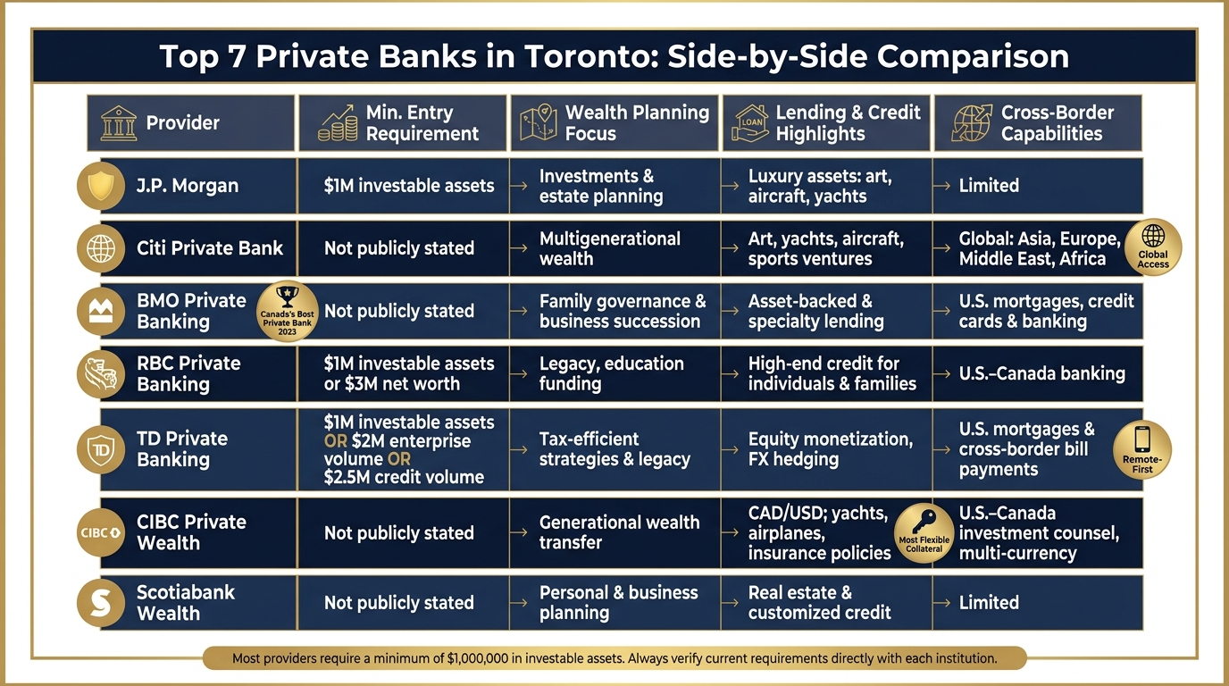 Top 7 Private Banks in Toronto: Side-by-Side Comparison