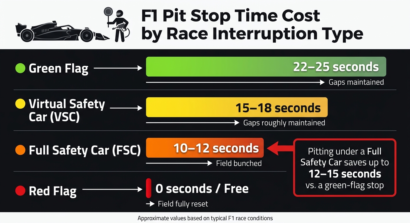 F1 Pit Stop Cost by Race Interruption Type