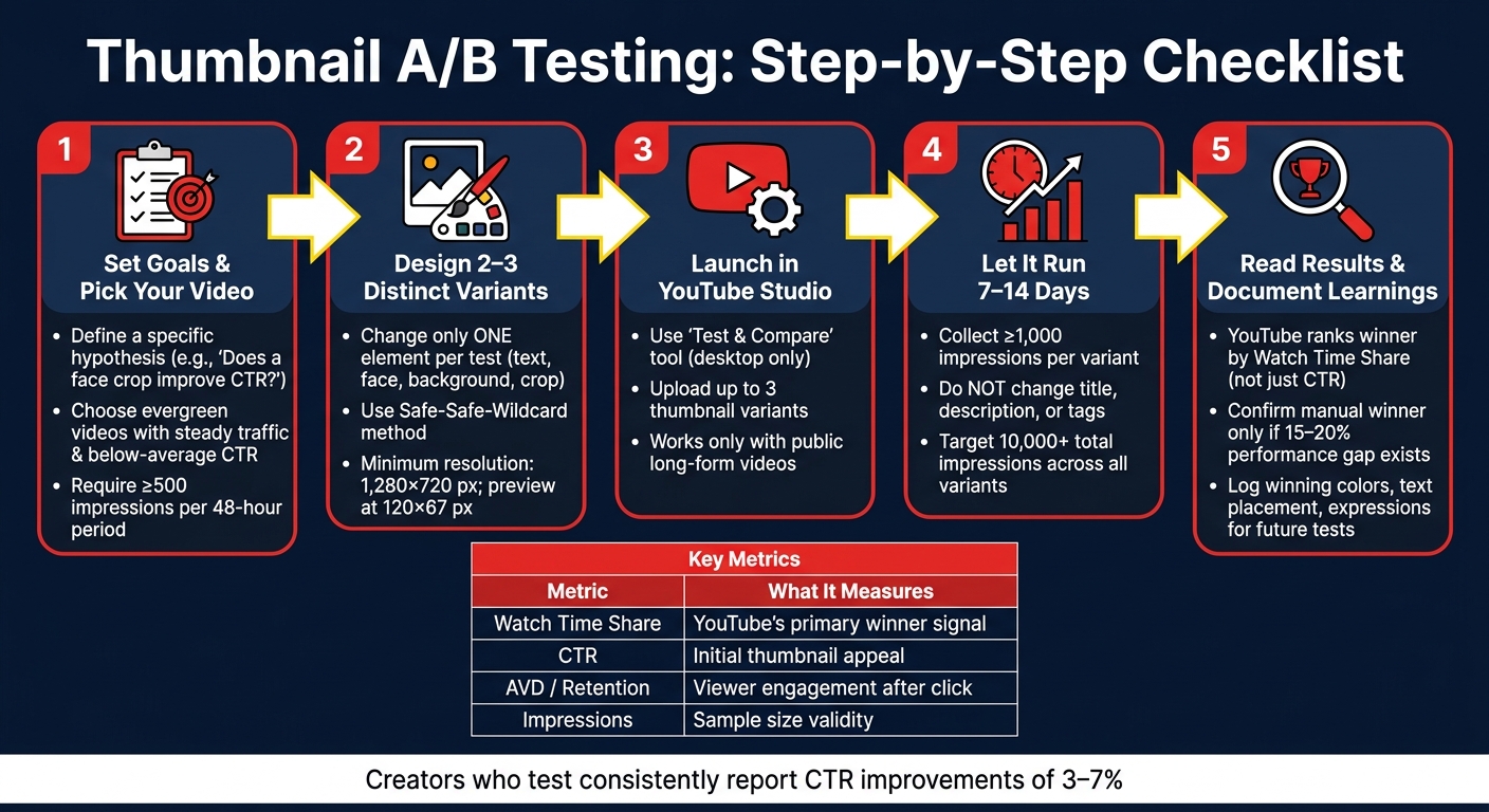 Thumbnail A/B Testing Checklist: Step-by-Step Process