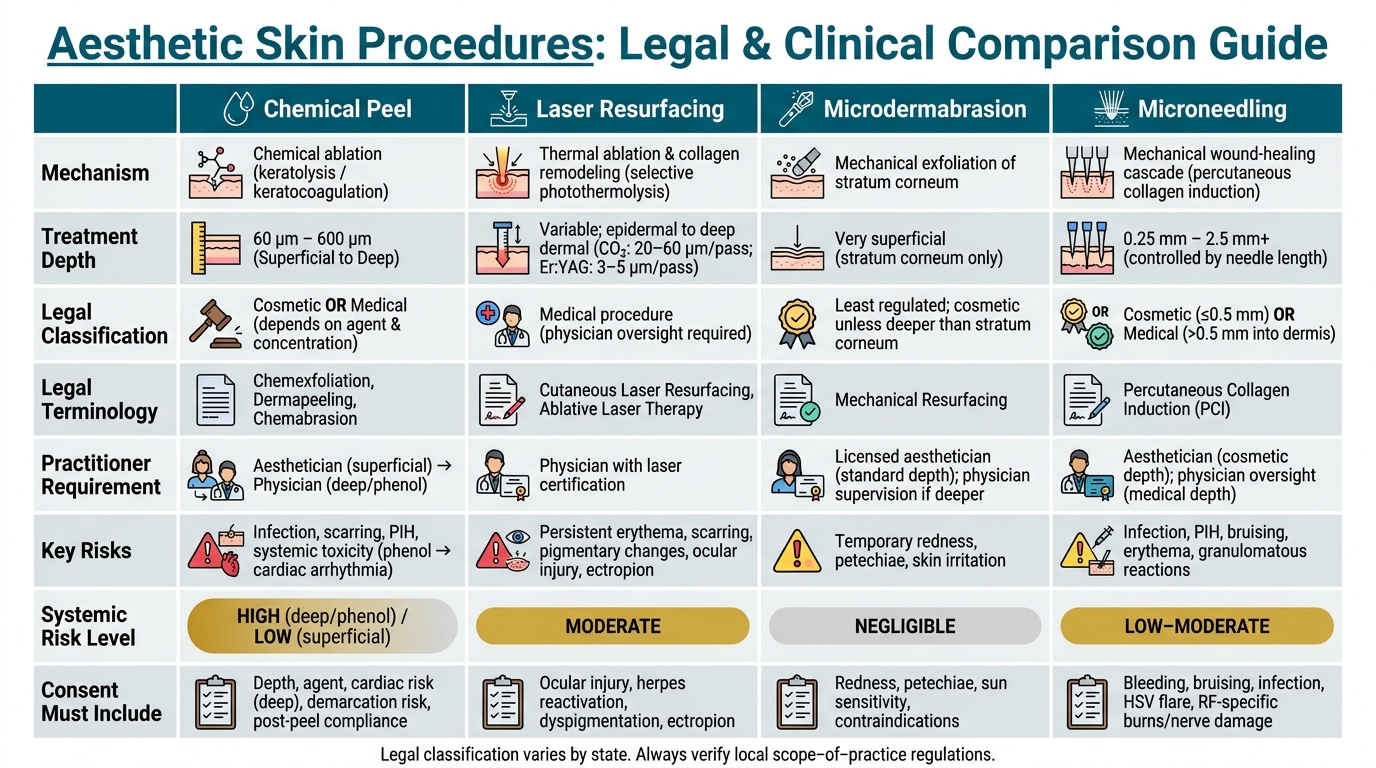 Aesthetic Skin Procedures: Legal & Clinical Comparison Guide