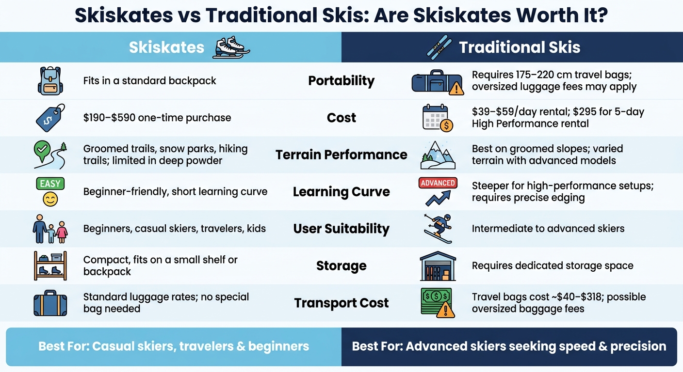 Skiskates vs Traditional Skis: Full Feature Comparison