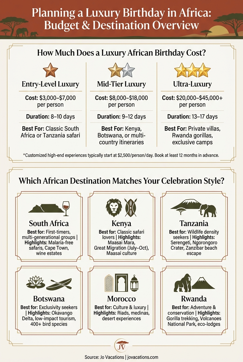 Luxury African Birthday Trip: Budget Tiers & Destination Guide