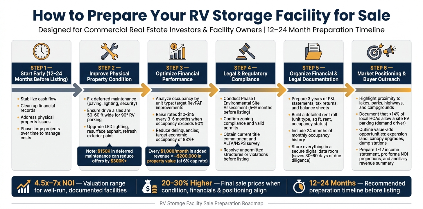 How to Prepare Your RV Storage Facility for Sale: 12–24 Month Roadmap