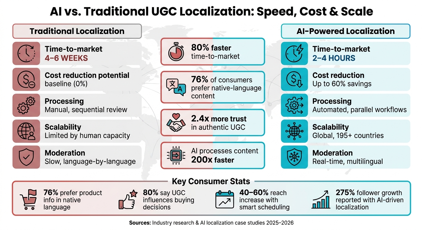 AI vs. Traditional UGC Localization: Speed, Cost & Scale