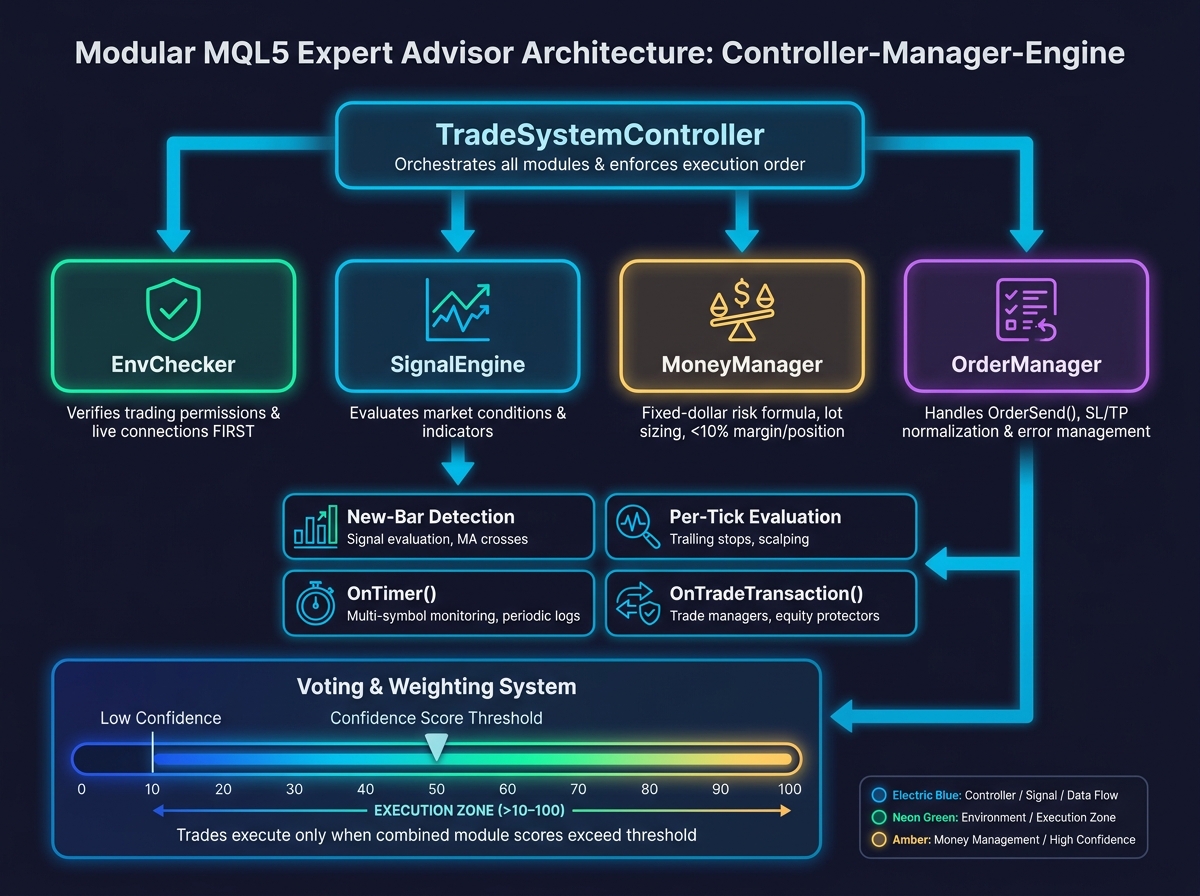 Modular MQL5 EA Architecture: Controller-Manager-Engine Pattern