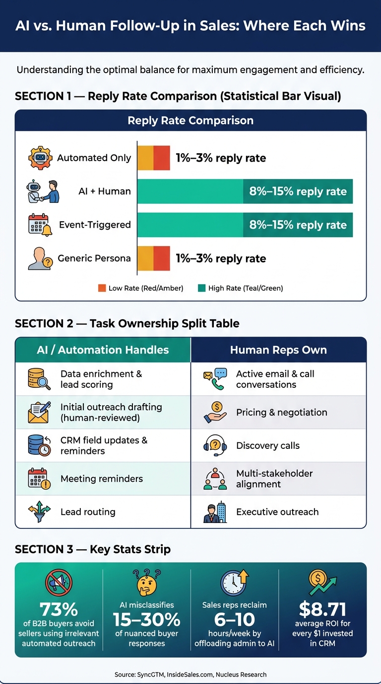AI vs. Human Follow-Up in Sales: Reply Rates, Trust & Task Ownership